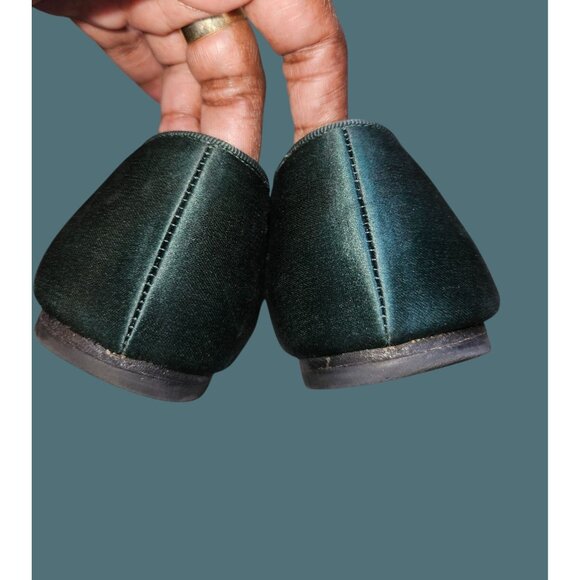 Tory Burch Green Satin Delphine T Logo Embellished Ballet Flats Size 8M - Picture 5 of 14